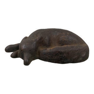 Antique Resting Fox Iron Doorstop For Sale