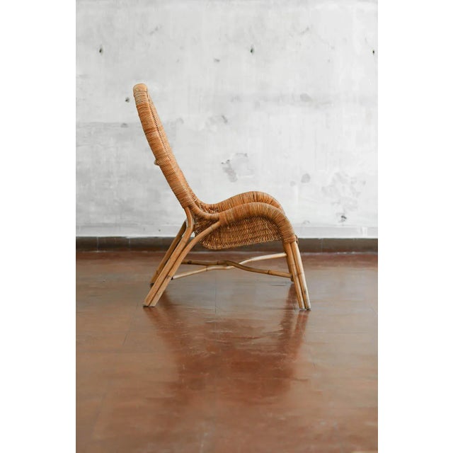 Set of Wicker Armchairs with Curved Backrests, 1980s For Sale - Image 4 of 12