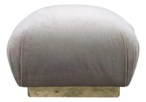 MCM Attributed to Karl Springer Brass Base Pouf Ottoman Newly Reupholstered