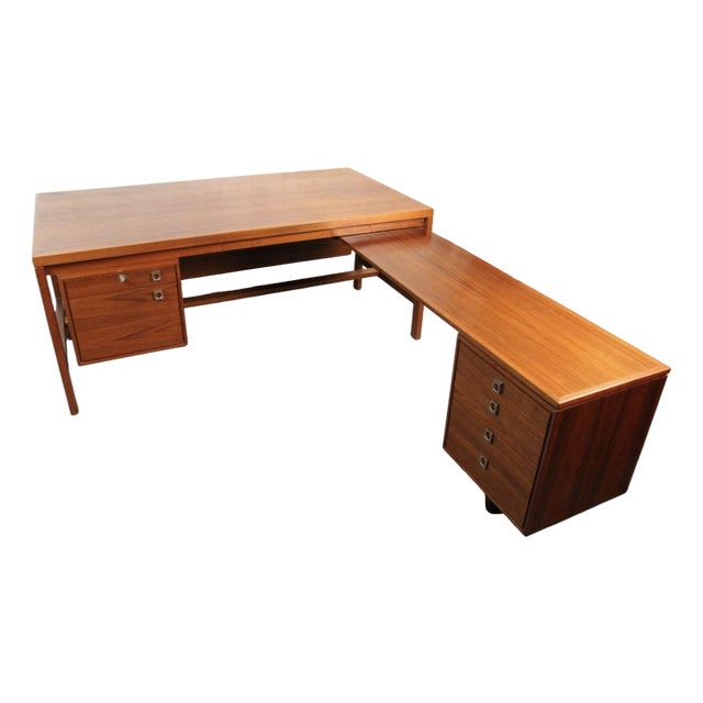 Mid 20th Century Danish Teak Executive Desk by Arne Vodder for H. P. Hansen For Sale
