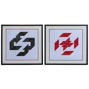 Op Pop Art Lithoggraphs Illegibly Signed - a Pair