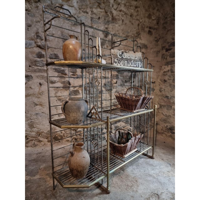 Antique Industrial French Shelving Unit in Iron and Brass from Dubois, Lyon, 1920s For Sale - Image 10 of 18