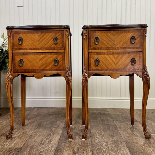 Vintage Ca. 1930s Ornate French Provincial Nightstands, Pair For Sale - Image 17 of 18