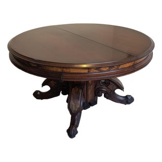Antique Walnut Pedestal Dining Table For Sale
