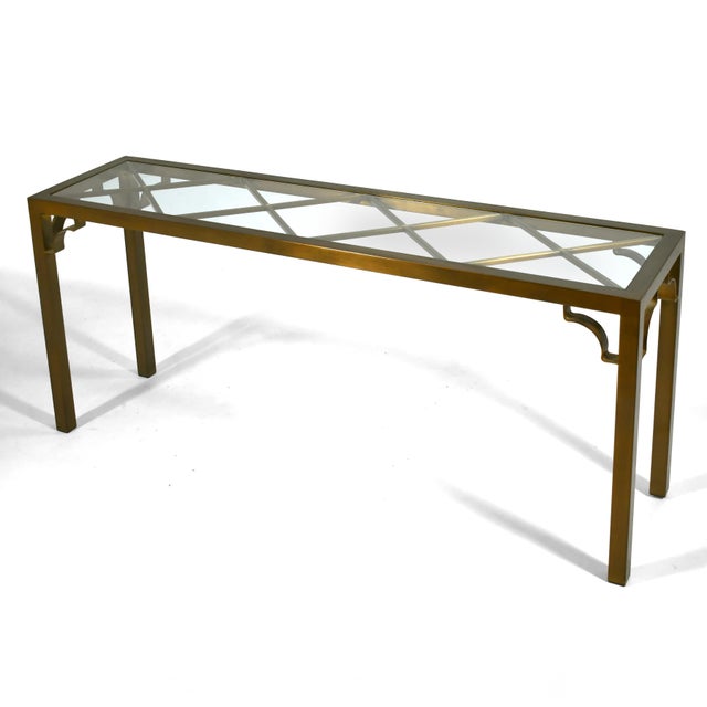 Mastercraft Brass Chinese Chippendale Console Table For Sale - Image 10 of 10