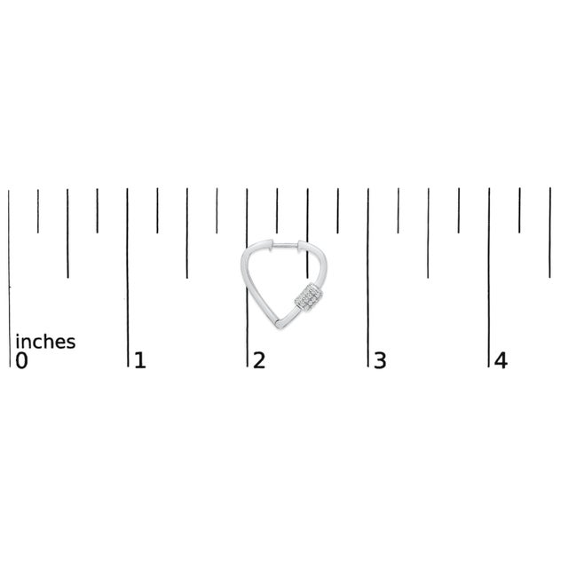 Early 21st Century 10K White Gold 3/8 Cttw Lab Grown Diamond Heart Shaped Huggie Hoop Earrings For Sale - Image 5 of 5