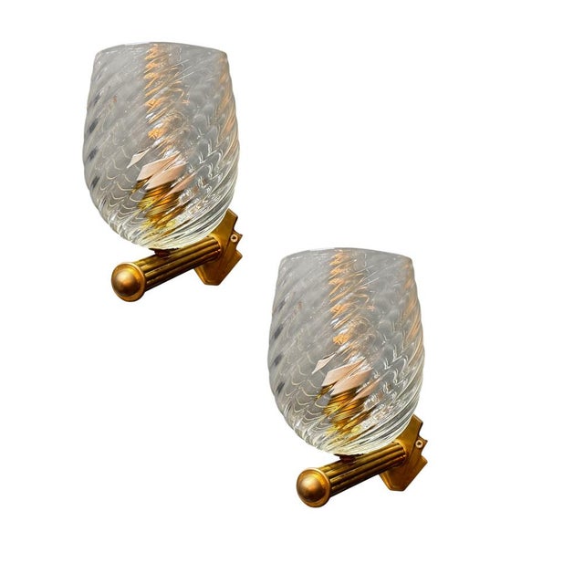 Murano Glass and Brass Sconces, 1960s, Set of 2 For Sale - Image 9 of 9