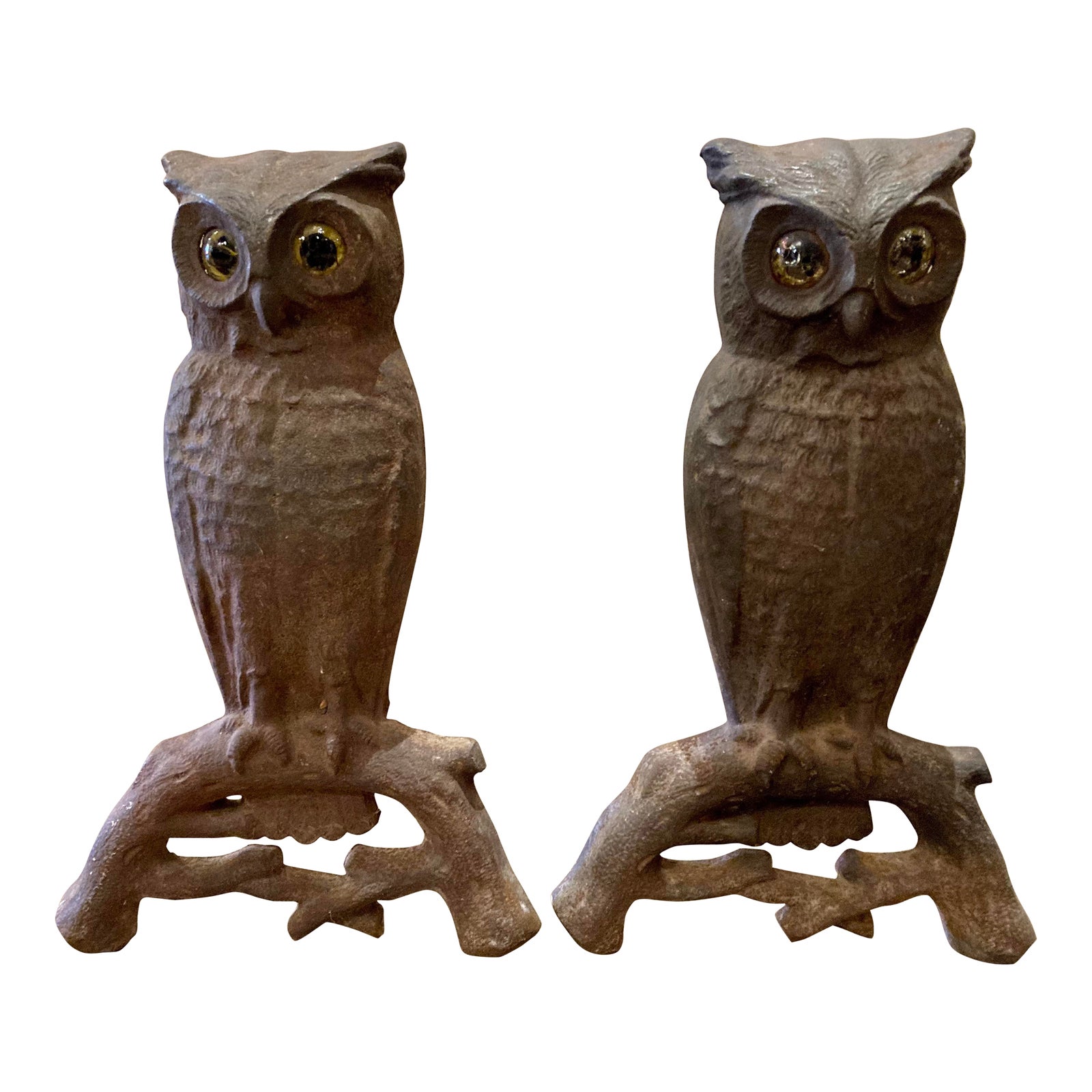 Arts and Craft Owl Andirons Chairish