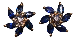 The Le Broc: Sapphire and Diamond Spiral Earrings in Yellow Gold, 2 Pieces