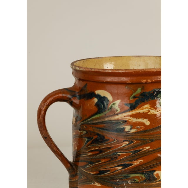 French Late 19th Century French Savoie Glazed Jaspe Earthenware Pitcher For Sale - Image 3 of 6