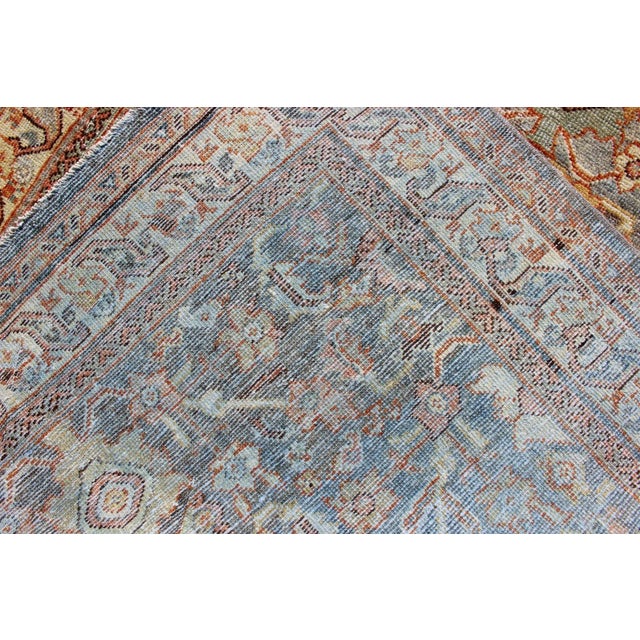 Antique Persian Sultanabad Rug With a Soft Sky Blue Field With Stylized Palmette 4'4 X 9'4 For Sale - Image 12 of 12