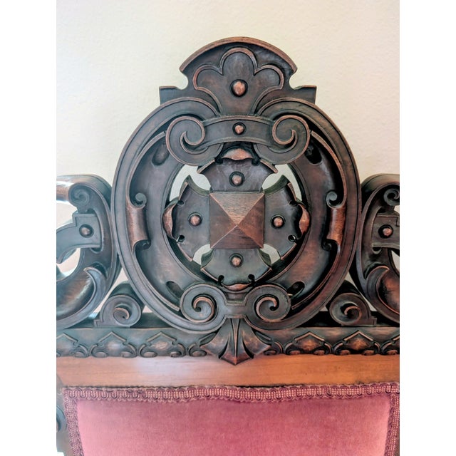 Early 19th Century Pair of Renaissance 19th Century Carved Throne Armchairs For Sale - Image 5 of 11