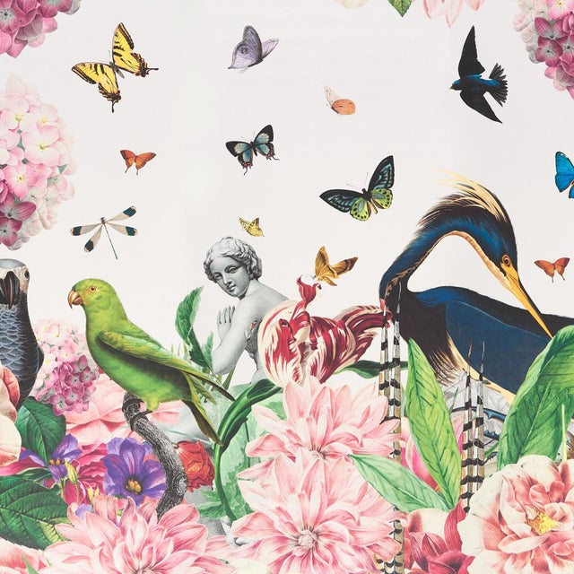 French Schumacher X Katie Lydon Flores Paradisi Panel Set In Rose & Peony For Sale - Image 3 of 7