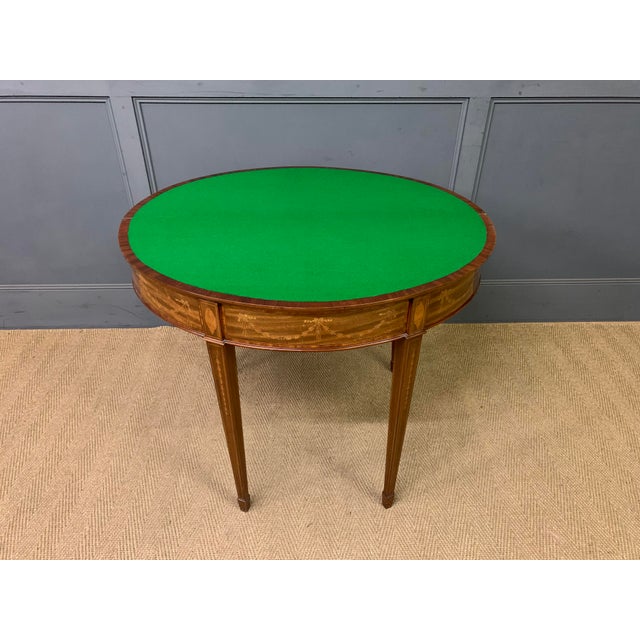 Antique Inlaid Mahogany Card Table, 1900 For Sale - Image 9 of 16