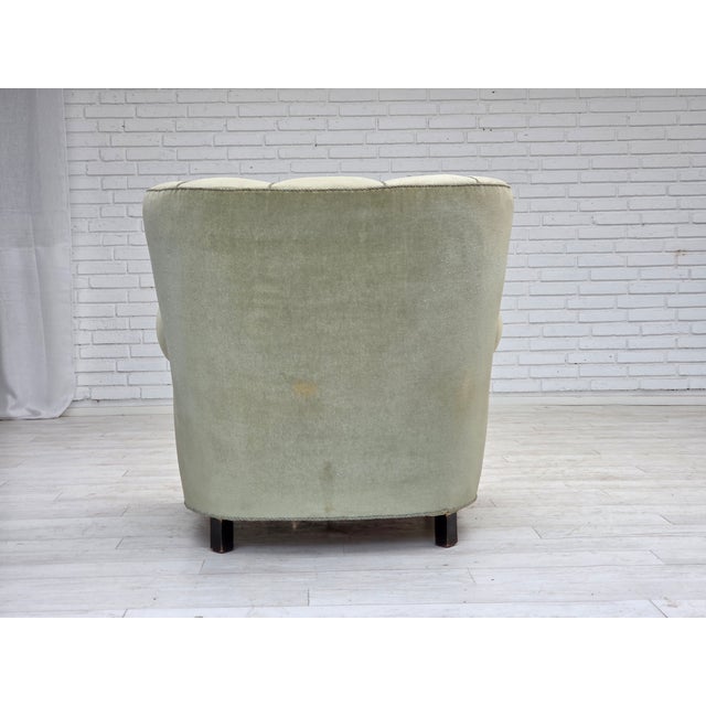 Danish Relax Armchair in Light Green Furniture Velour, 1970s For Sale - Image 17 of 18