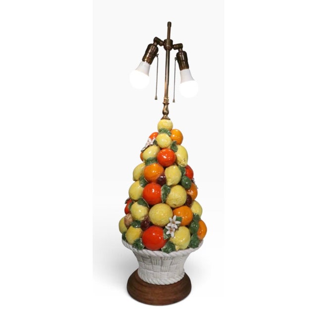 Rustic European Mid 20th Century Assembled Pair of Italian Majolica Fruit Lamps - a Pair For Sale - Image 3 of 18