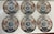 Metal Antique Colored Japanese Plates - 6 - Blue & White, Burgundy, Light Green and Gold For Sale - Image 7 of 18
