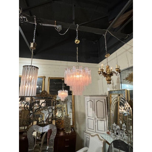 Murano Murano Tronchi Pink Glass Chandelier For Sale - Image 4 of 6