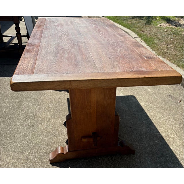 French Country French Country Trestle Farm Dining Table For Sale - Image 3 of 10