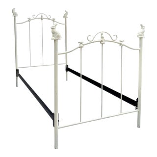 Antique White Iron Bunny Rabbit Twin Bedframe For Sale