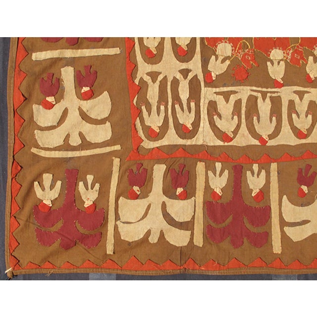 Figurative Antique Textile Tapestry With Elephant, Horses, People, Animals & Trees 4'11 X 7'4 For Sale - Image 3 of 9