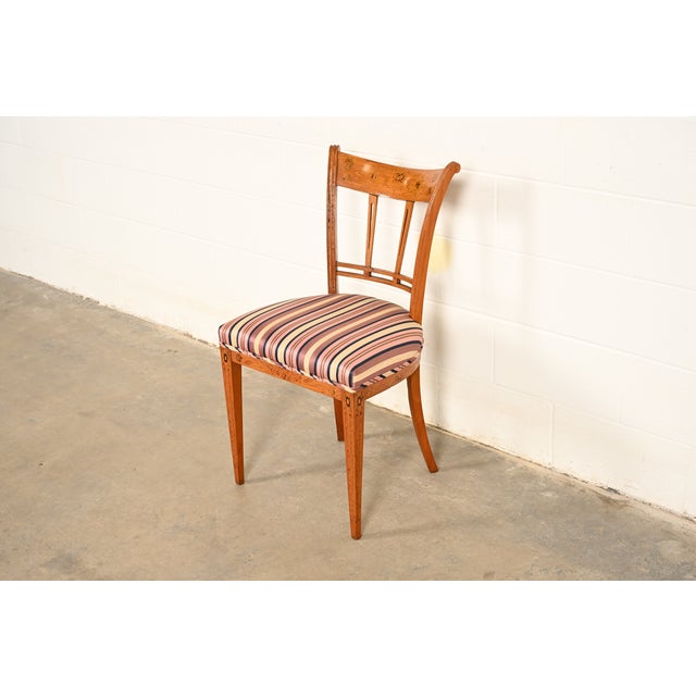 Michael Taylor Antique Italian Regency Fruitwood Inlaid Marquetry Side Chair or Dining Chair For Sale - Image 4 of 16