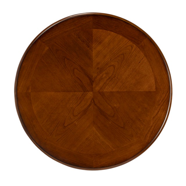 Wood Hellinger Round End Table, Medium Brown For Sale - Image 7 of 9