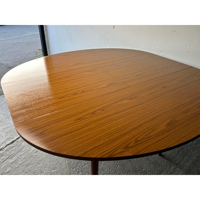 Wood Mid-Century Extending Dining Table in Teak Grain and Formica from Schreiber, 1960s For Sale - Image 7 of 11