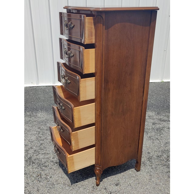 Brown Vintage Dixie Furniture Lingerie Dresser Chest Six Drawers French Country, 1980s For Sale - Image 8 of 9