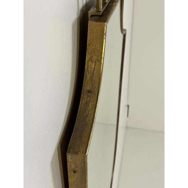 Metal Vintage Mirror with Brass Edge by Gio Ponti, 1950s For Sale - Image 7 of 12
