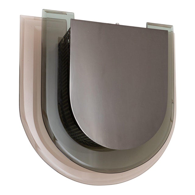 Mirrored Glass Wall Lamp, Italy, 1970s For Sale