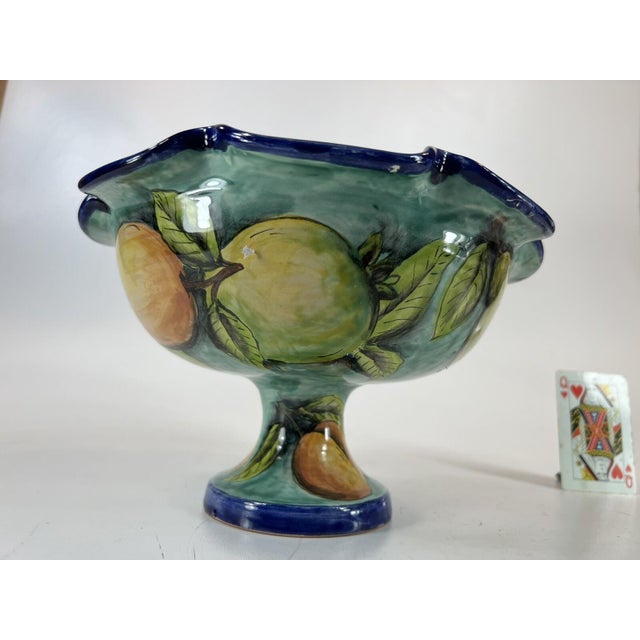 Mid 20th Century Fruit Bowl Footed Ceramic, Santa Rosa, Majolica Style, Vantage Mexican Pottery For Sale - Image 12 of 15