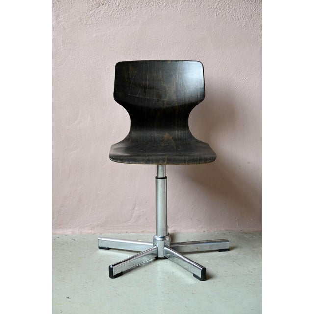 Pagwood Black Swivel Office Chair by Pagholz, 1970s For Sale - Image 3 of 10