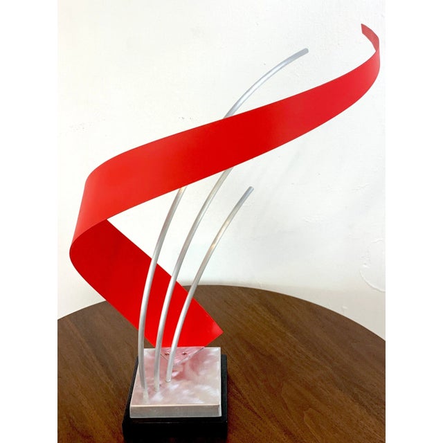 French Modern Enameled Metal Abstract Sculpture For Sale - Image 9 of 11