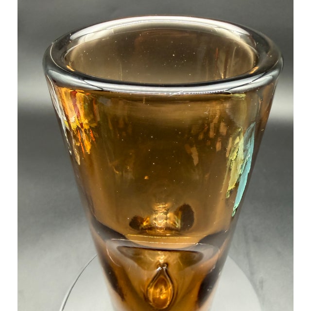 Vintage Venini Forati Vase by Fulvio Bianconi, Amber Murano Glass, Italian Mid Century Modern Art Glass, Circa 1951 For Sale - Image 18 of 18