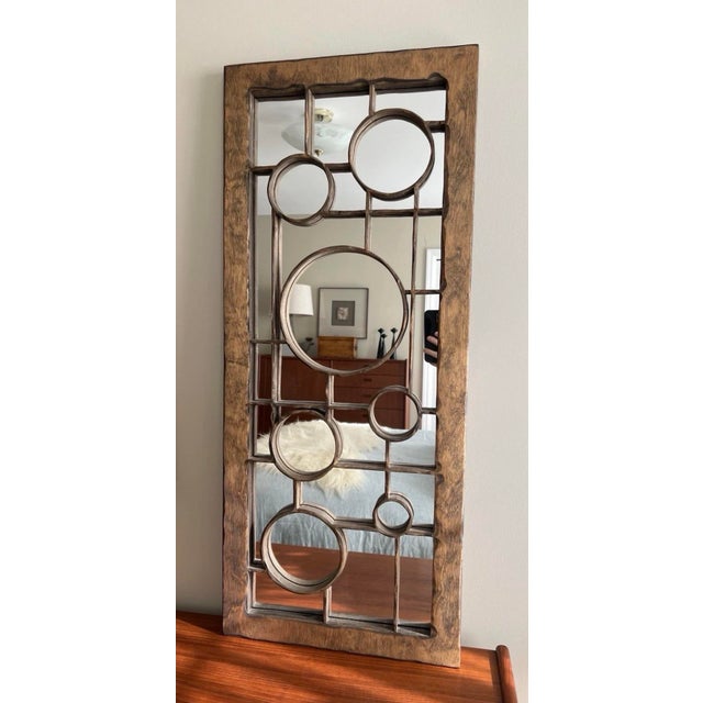 Unique Ron Pessolano (American, 1947-2017) Signed Studio Arts & Crafts Wood Frame Mirror 15x36 Signed on the backing....
