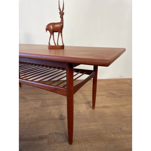 Mid-Century Modern Danish Teak Coffee Table with Slatted Shelf, 1960s For Sale - Image 6 of 18