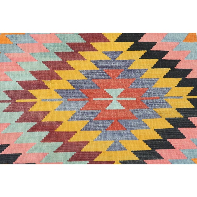 Diamond Designed Turkish Kilim Flatweave Rug For Sale - Image 9 of 13