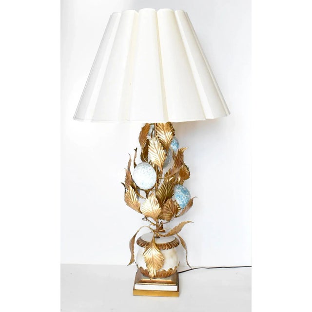 Mid-Century Italian Tole Hydrangea Table Lamp For Sale - Image 4 of 13