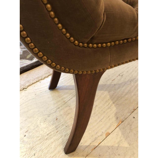 Mid 19th Century 19th Century English Regency Velvet Tufted Bench For Sale - Image 5 of 7