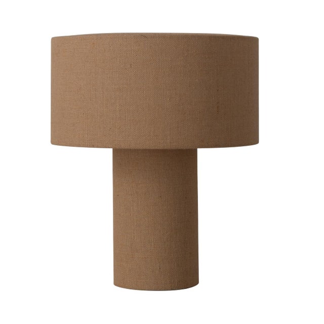Moonlight Table Lamp - Woven Burlap Shade, Dimmer Switch For Sale In Los Angeles - Image 6 of 12