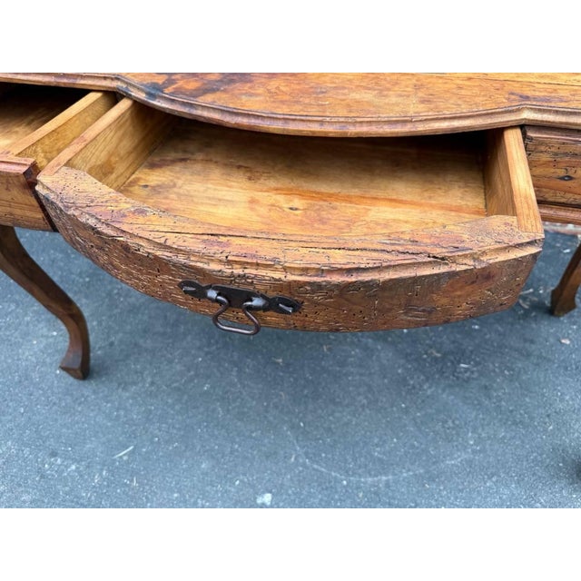 Vintage French Provincial Rustic Farmhouse Style Three Drawer Console Table/ Table Desk For Sale - Image 9 of 13