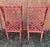 2000 - 2009 Chinoiserie Faux Bamboo Wingback Chairs Guildmaster Distressed Red Double Rattan Seat - Set of 2 For Sale - Image 5 of 12