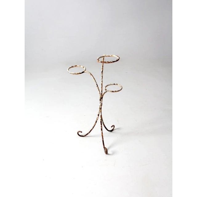 Vintage White Iron Plant Stand For Sale - Image 6 of 11