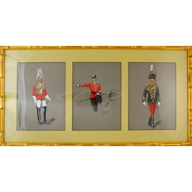"Three Guardsmen" Gouache Triptych by Herbert Benham For Sale