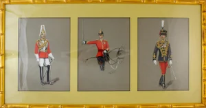 "Three Guardsmen" Gouache Triptych by Herbert Benham