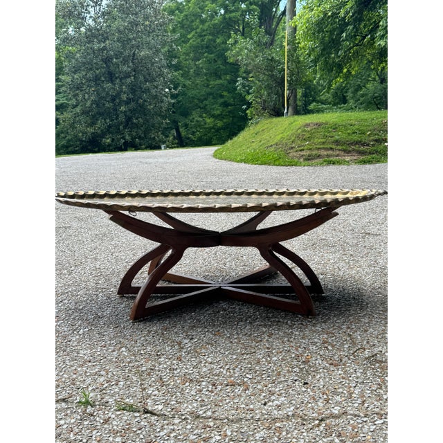 1930s 1930s Moroccan Style Oval Brass Tray Table With Spider Leg Base For Sale - Image 5 of 5