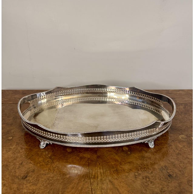 Antique Edwardian Silver-Plated Tray, 1900s For Sale - Image 6 of 7
