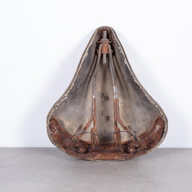 Brown Vintage Italian and French Leather Bicycle Seats C.1930 For Sale - Image 8 of 12