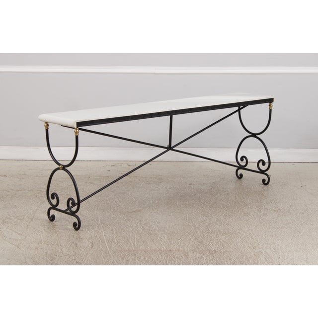 Wrought Iron Base Marble Top Console Sofa Table For Sale - Image 4 of 15